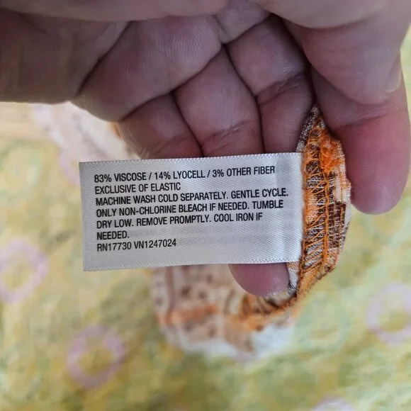 KNOX ROSE Women's Orange Brown Printed Wide Strap Tie-Front Dress Size L - Picture 5 of 9